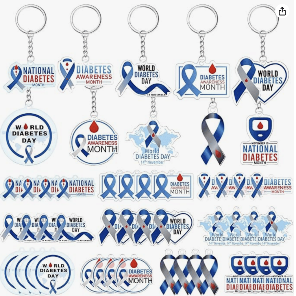 50 Pcs Diabetes Awareness Keychain